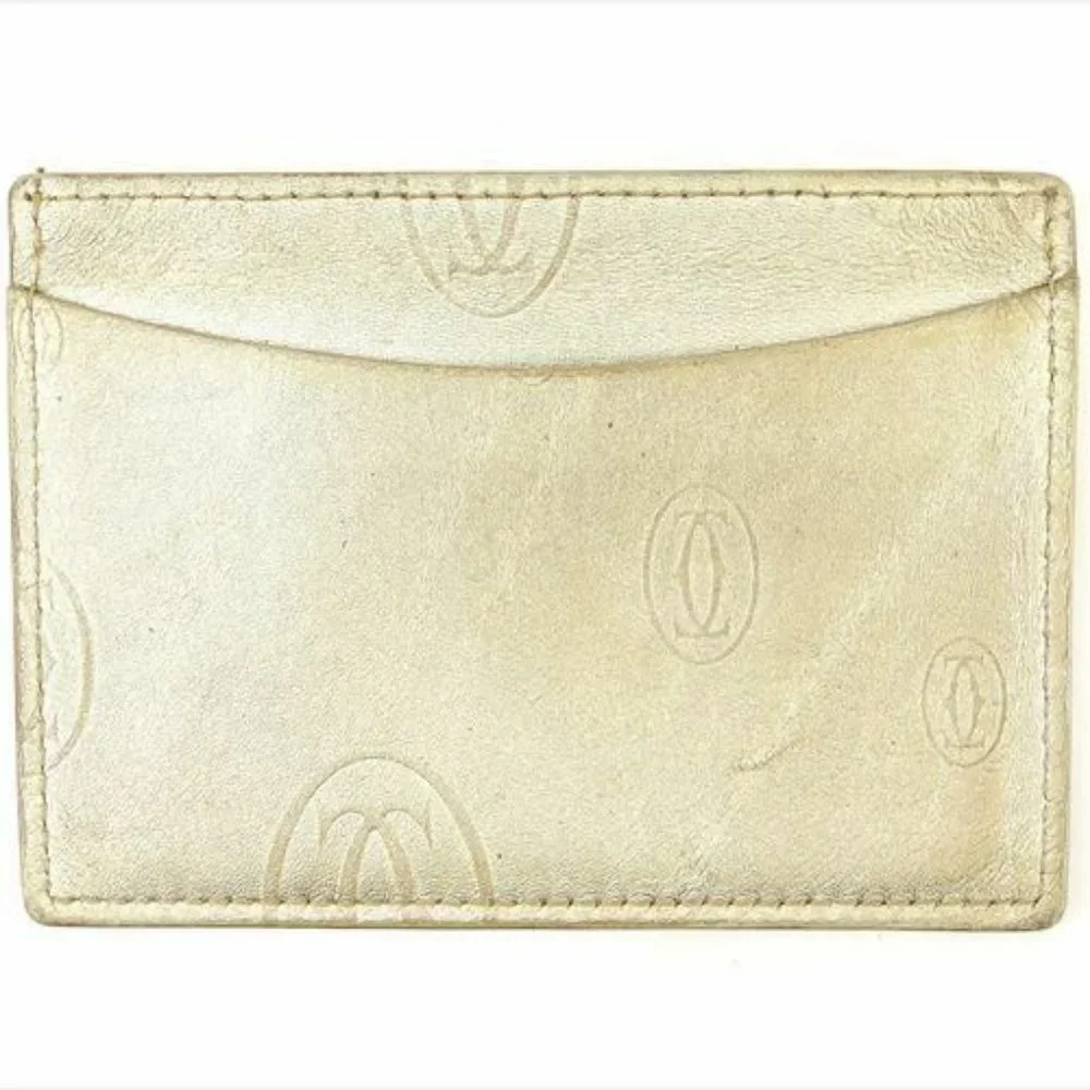 Cartier Card Case Gold leather Woman Authentic Used